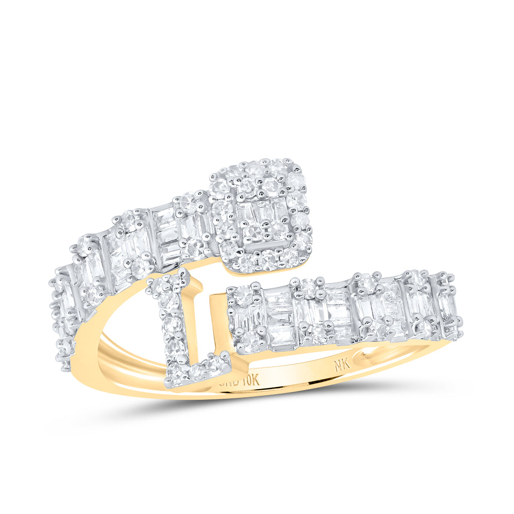 1/2 CTW-DIA NK FASHION INITIAL "L" LADIES CUFF RING