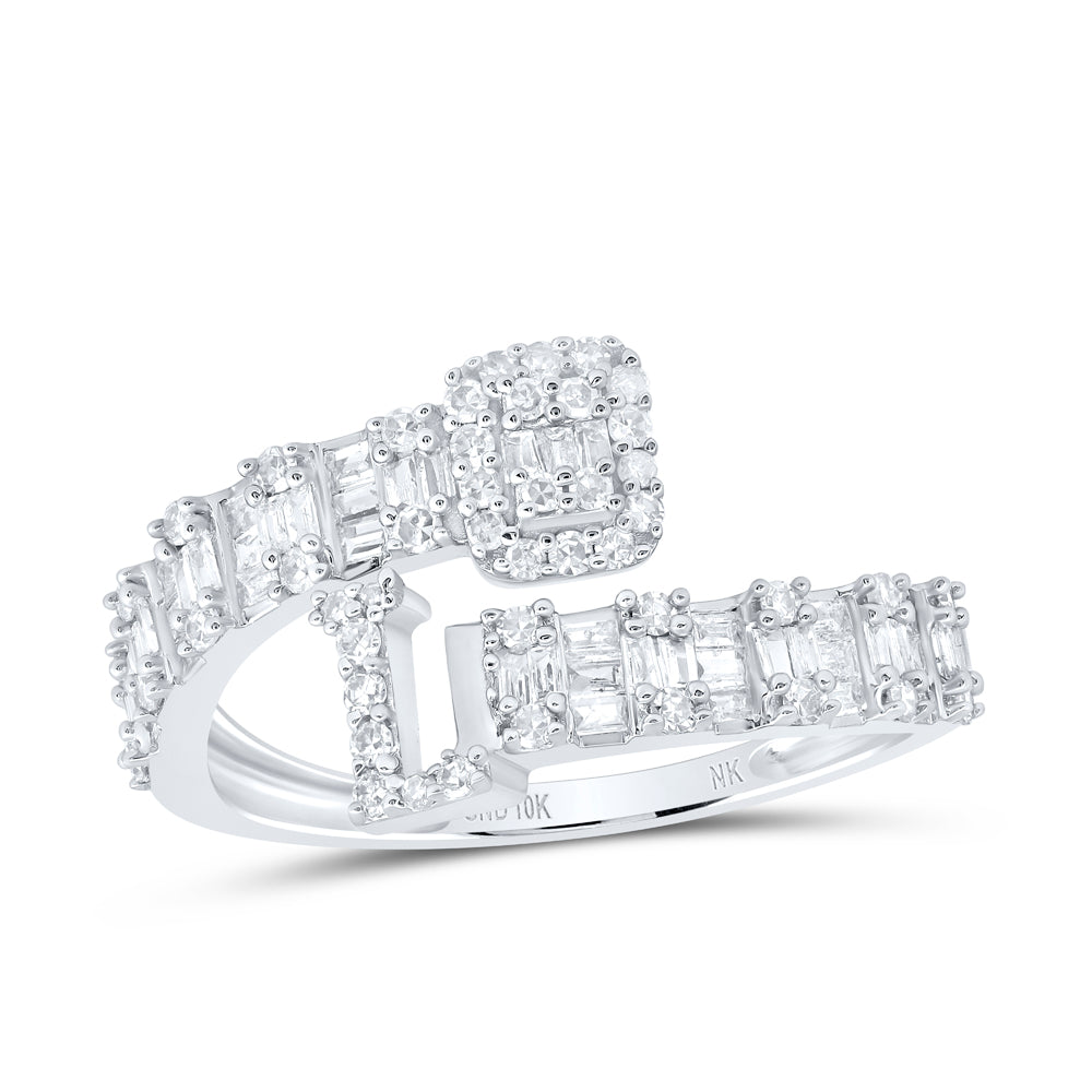 1/2 CTW-DIA NK FASHION INITIAL "L" LADIES CUFF RING