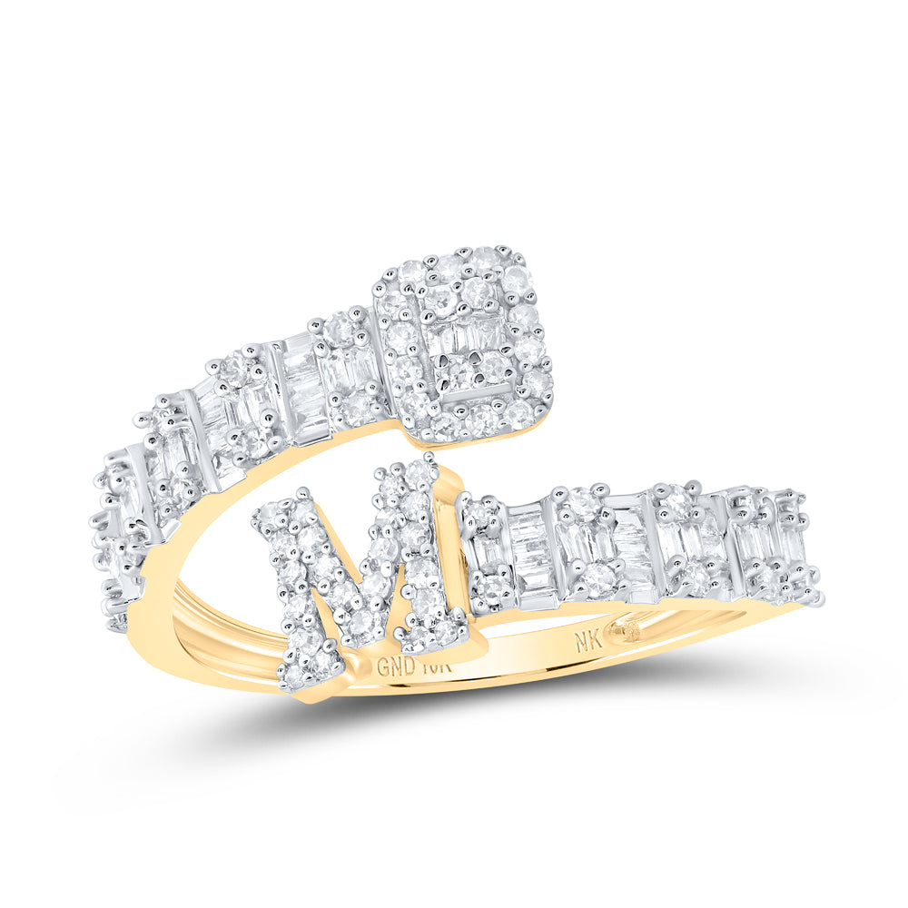 1/2 CTW-DIA NK FASHION INITIAL "M" LADIES CUFF RING
