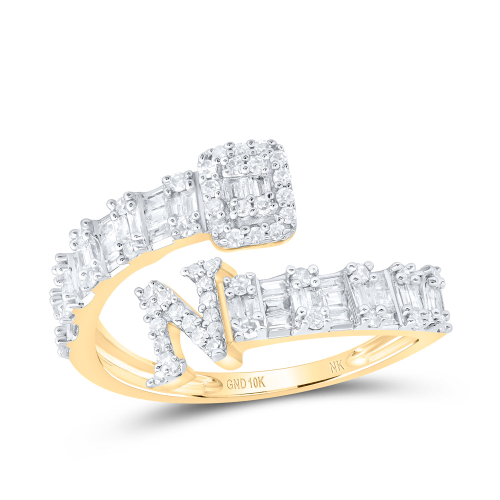 1/2 CTW-DIA NK FASHION INITIAL "N" LADIES CUFF RING