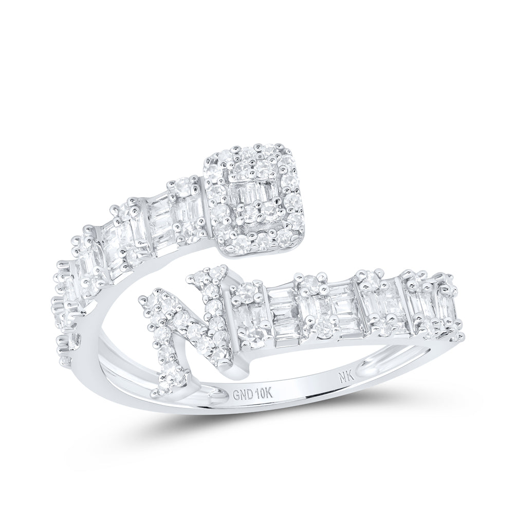 1/2 CTW-DIA NK FASHION INITIAL "N" LADIES CUFF RING