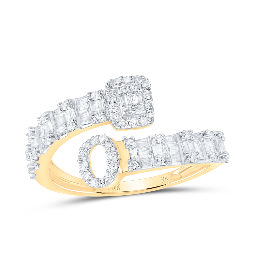 1/2 CTW-DIA NK FASHION INITIAL "O" LADIES CUFF RING