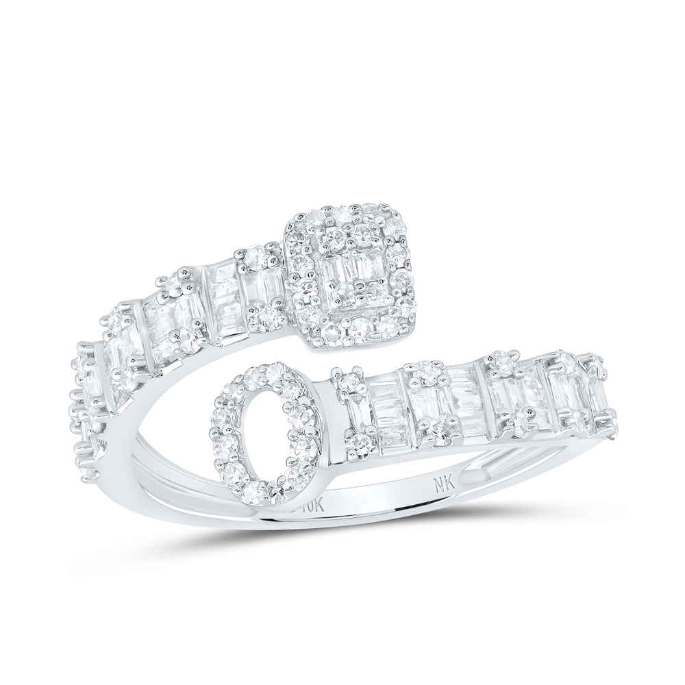 1/2 CTW-DIA NK FASHION INITIAL "O" LADIES CUFF RING