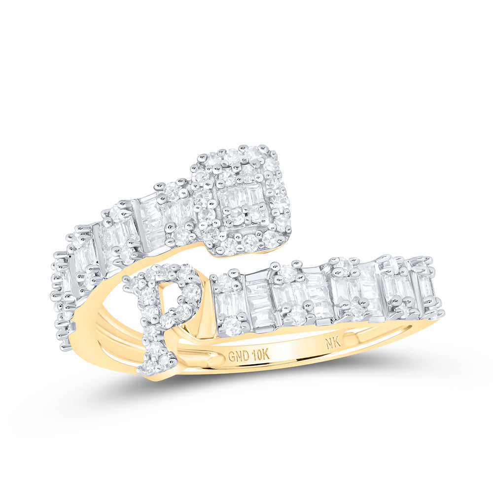1/2 CTW-DIA NK FASHION INITIAL "P" LADIES CUFF RING