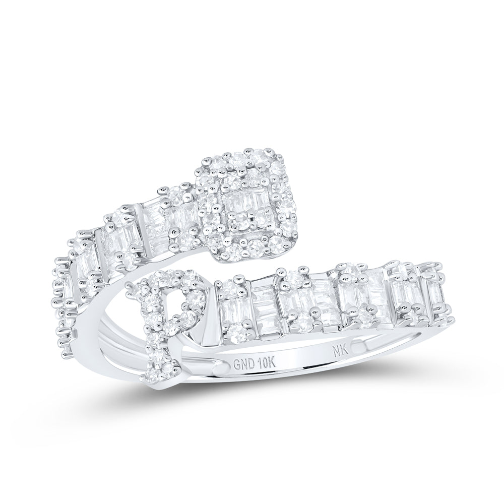 1/2 CTW-DIA NK FASHION INITIAL "P" LADIES CUFF RING