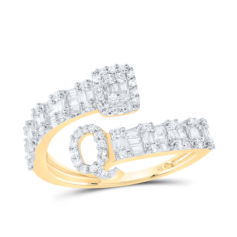 1/2 CTW-DIA NK FASHION INITIAL "Q" LADIES CUFF RING