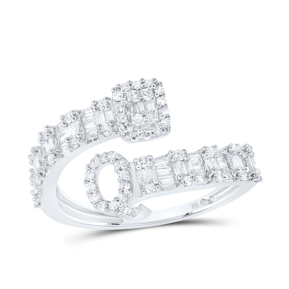 1/2 CTW-DIA NK FASHION INITIAL "Q" LADIES CUFF RING
