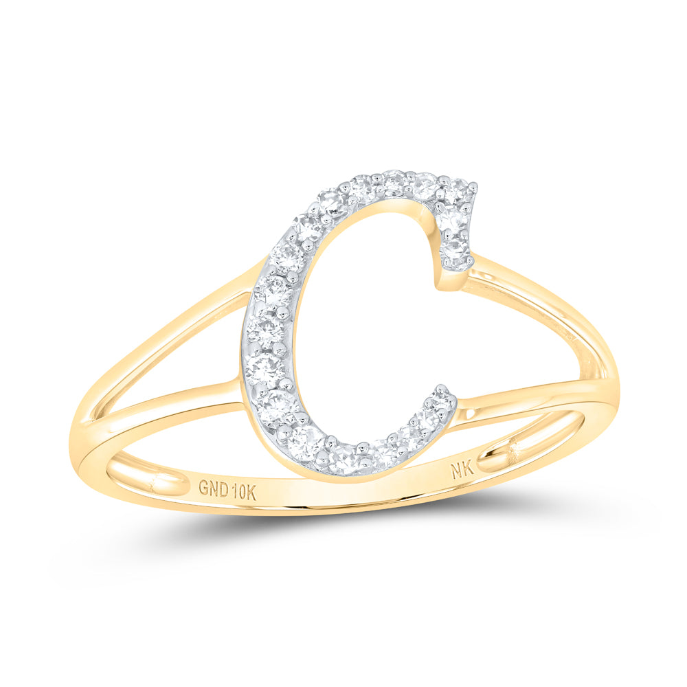 1/8CTW-NAT DIA NK GIFT INITIAL "C" LADIES RING