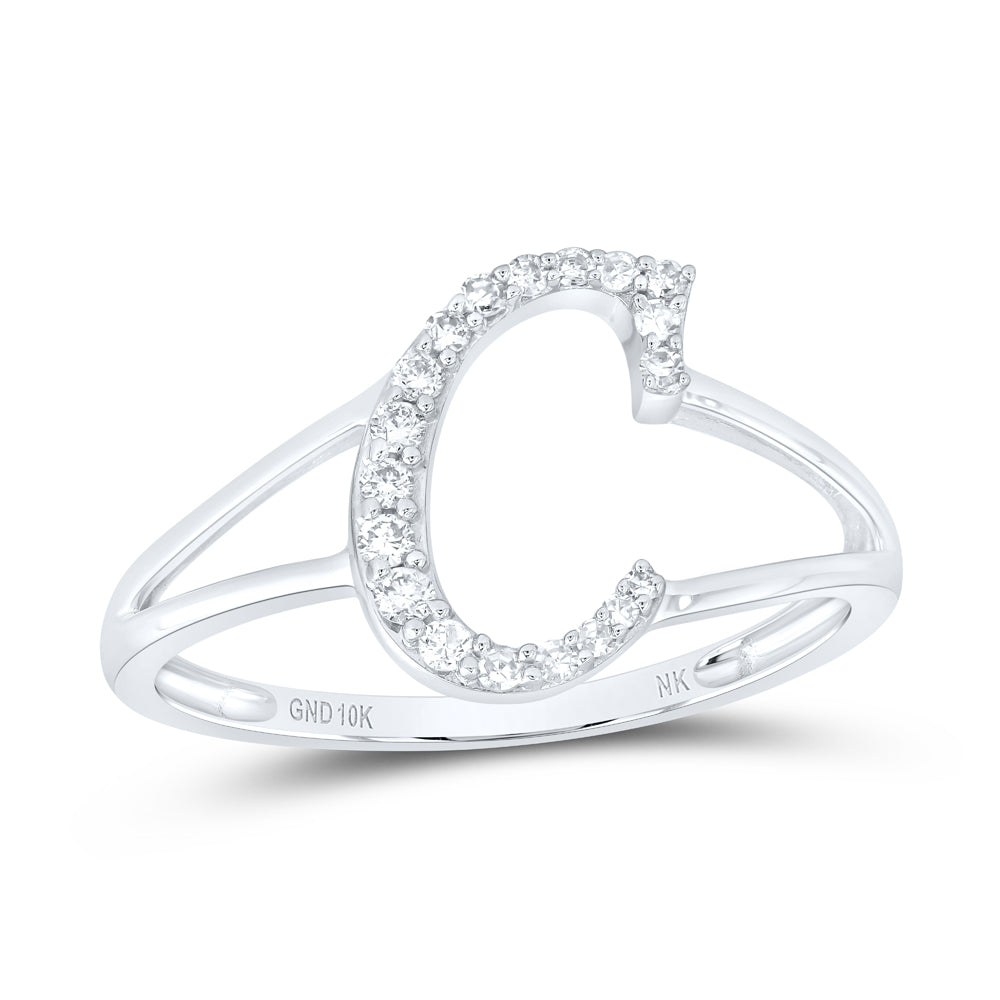 1/8CTW-NAT DIA NK GIFT INITIAL "C" LADIES RING