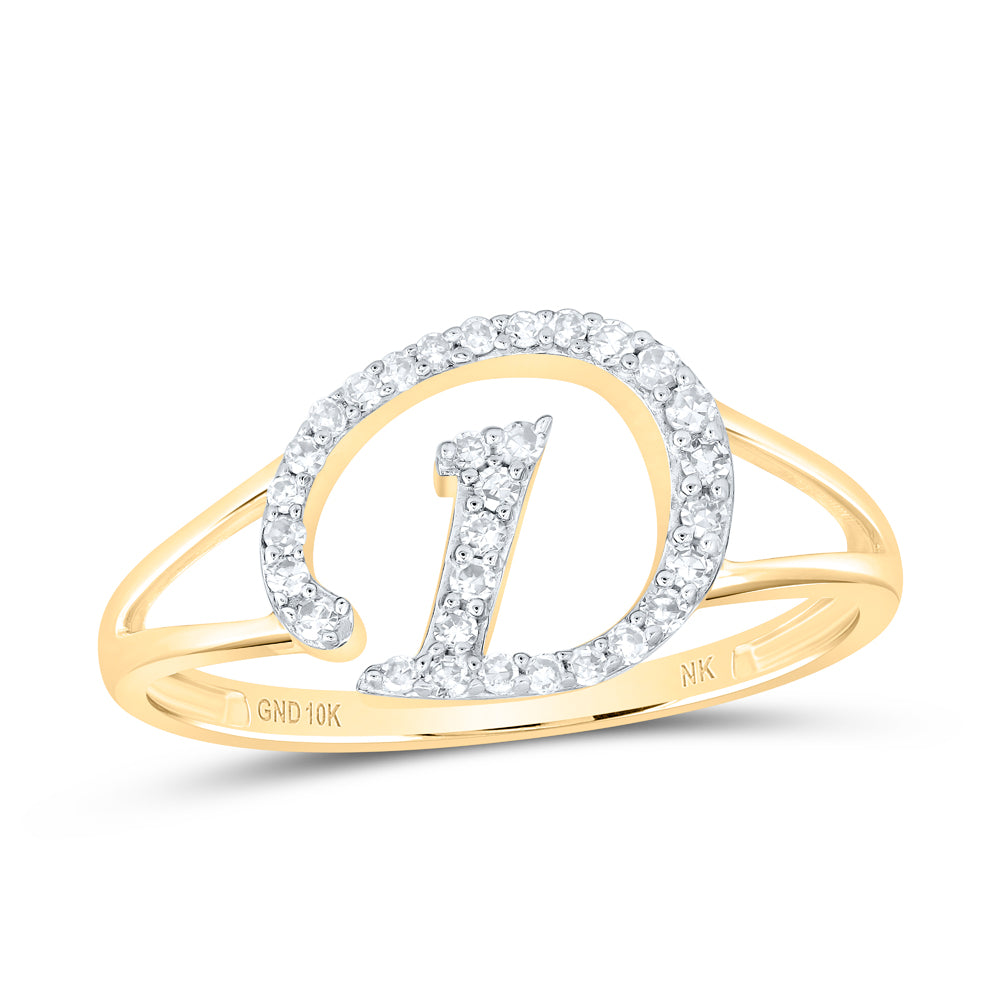 1/6CTW-NAT DIA NK GIFT INITIAL "D" LADIES RING
