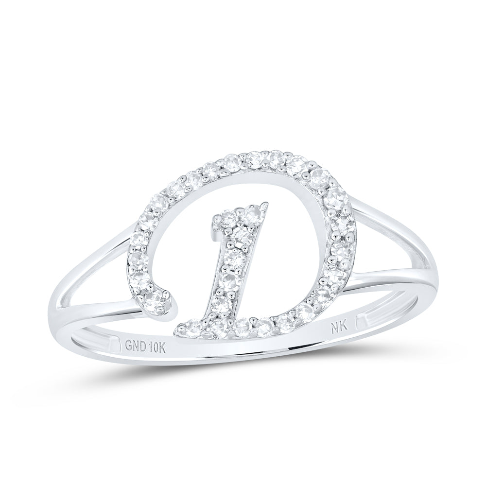 1/6CTW-NAT DIA NK GIFT INITIAL "D" LADIES RING