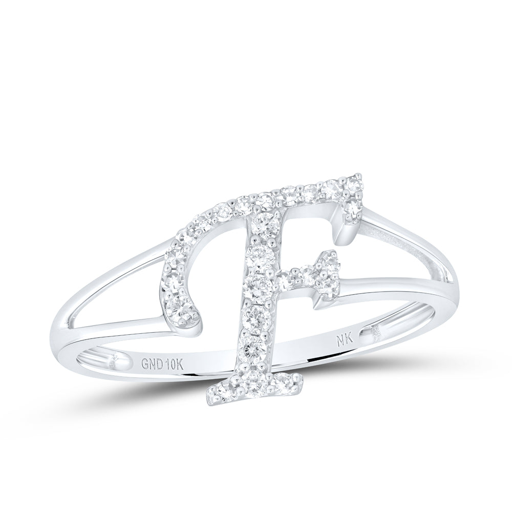 1/6CTW-NAT DIA NK GIFT INITIAL "F" LADIES RING