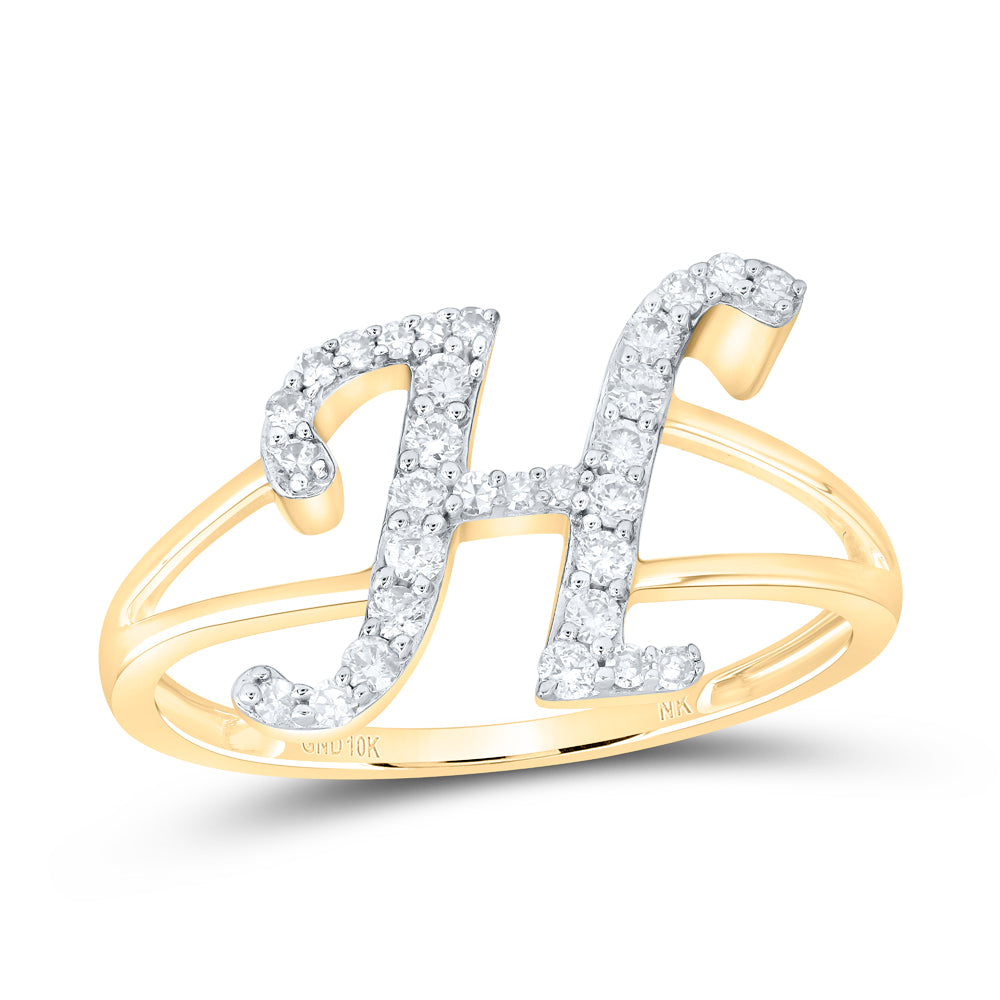 1/4CTW-NAT DIA NK GIFT INITIAL "H" LADIES RING