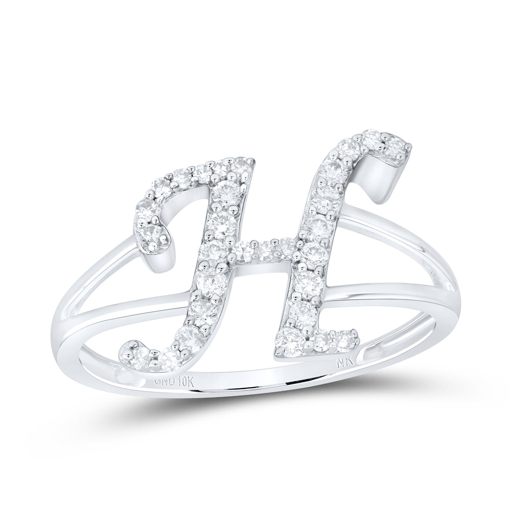 1/4CTW-NAT DIA NK GIFT INITIAL "H" LADIES RING