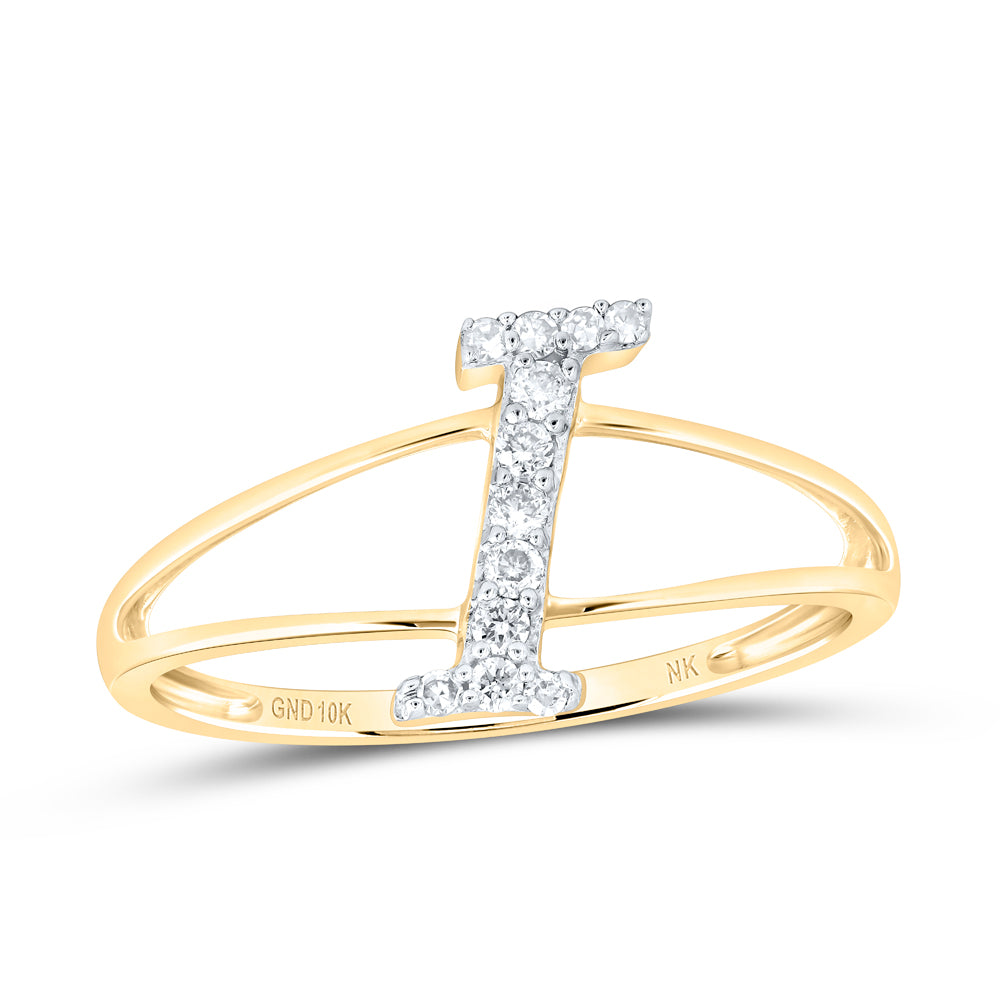 1/10CTW-NAT DIA NK GIFT INITIAL "I" LADIES RING