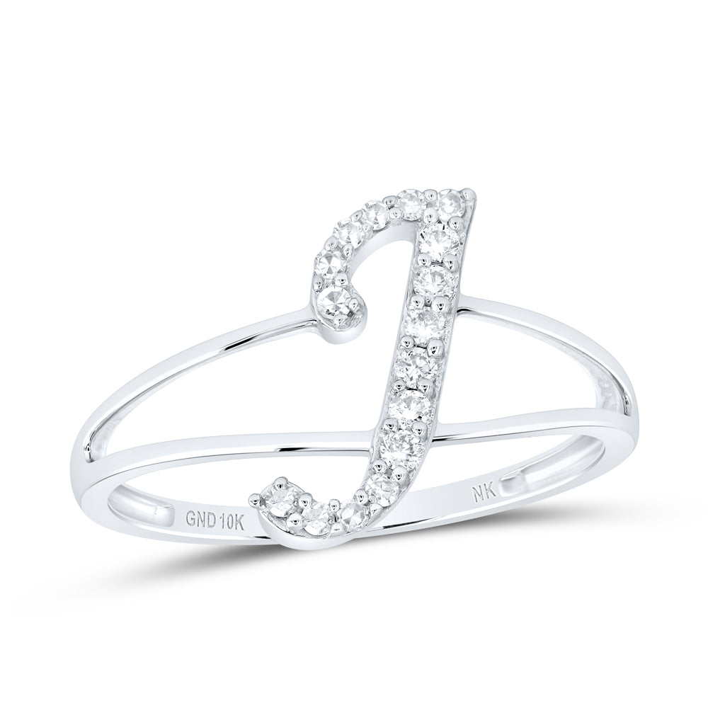 1/8CTW-NAT DIA NK GIFT INITIAL "J" LADIES RING