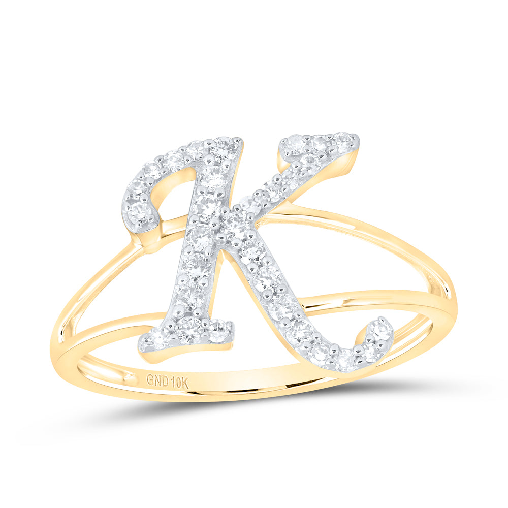 1/4CTW-NAT DIA NK GIFT INITIAL "K" LADIES RING
