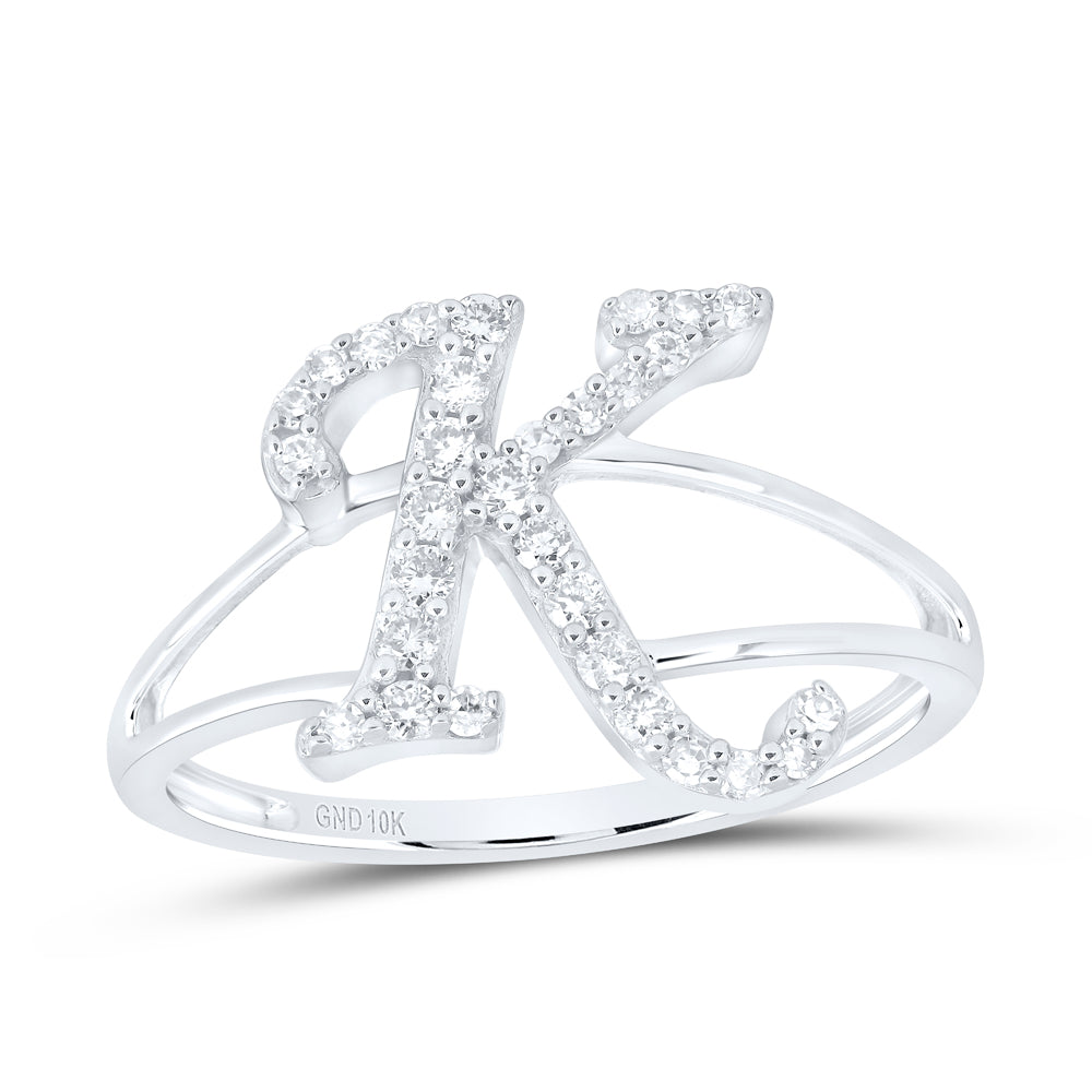 1/4CTW-NAT DIA NK GIFT INITIAL "K" LADIES RING