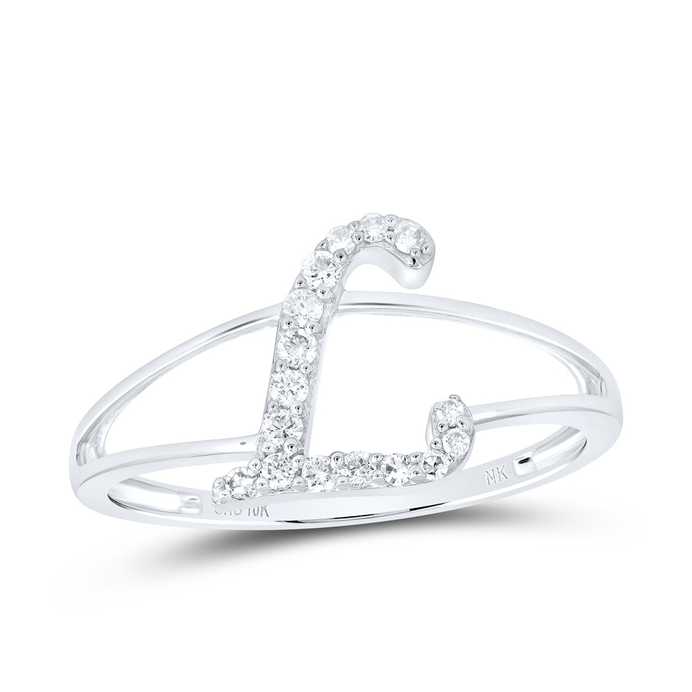 1/8CTW-NAT DIA NK GIFT INITIAL "L" LADIES RING