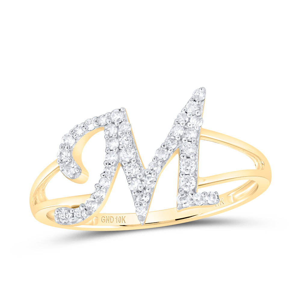 1/5CTW-NAT DIA NK GIFT INITIAL "M" LADIES RING