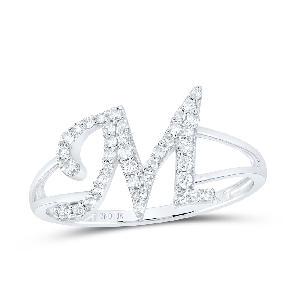 1/5CTW-NAT DIA NK GIFT INITIAL "M" LADIES RING