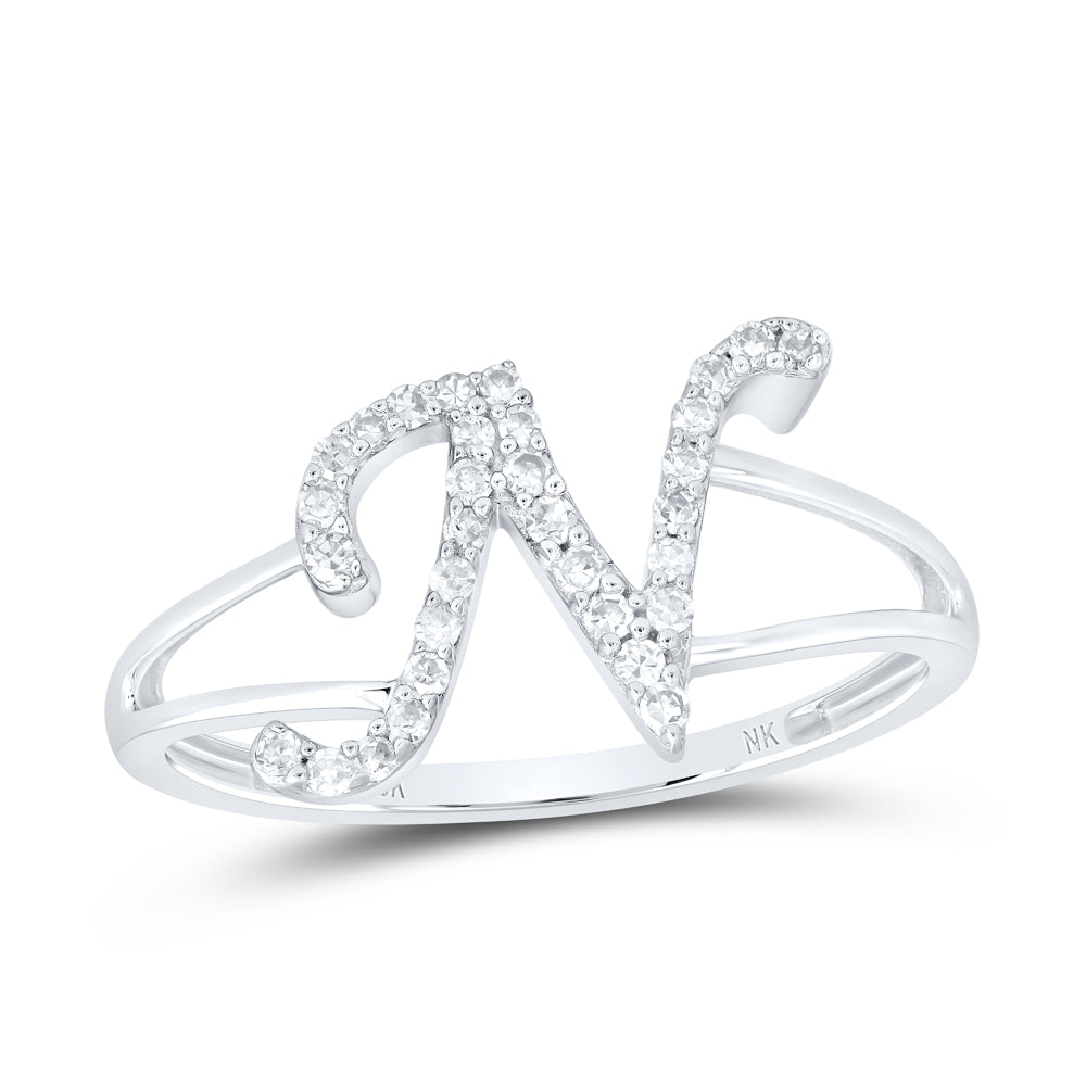 1/6CTW-DIA NK GIFT INITIAL "N" LADIES RING