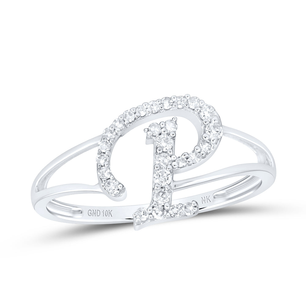 1/5CTW-DIA NK GIFT INITIAL "P" LADIES RING