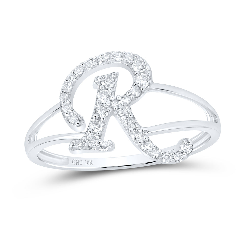1/5CTW-DIA NK GIFT INITIAL "R" LADIES RING