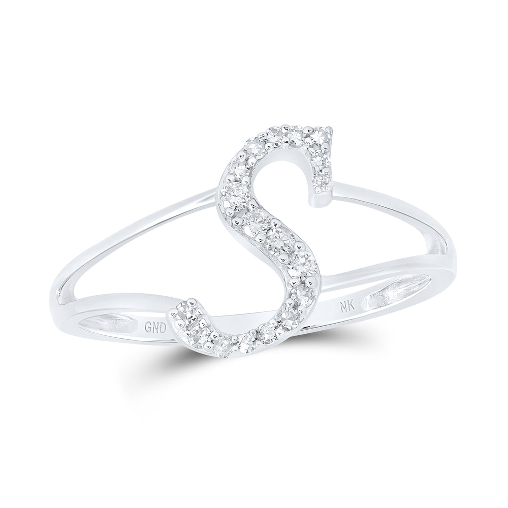 1/8CTW-NAT DIA NK GIFT INITIAL "S" LADIES RING
