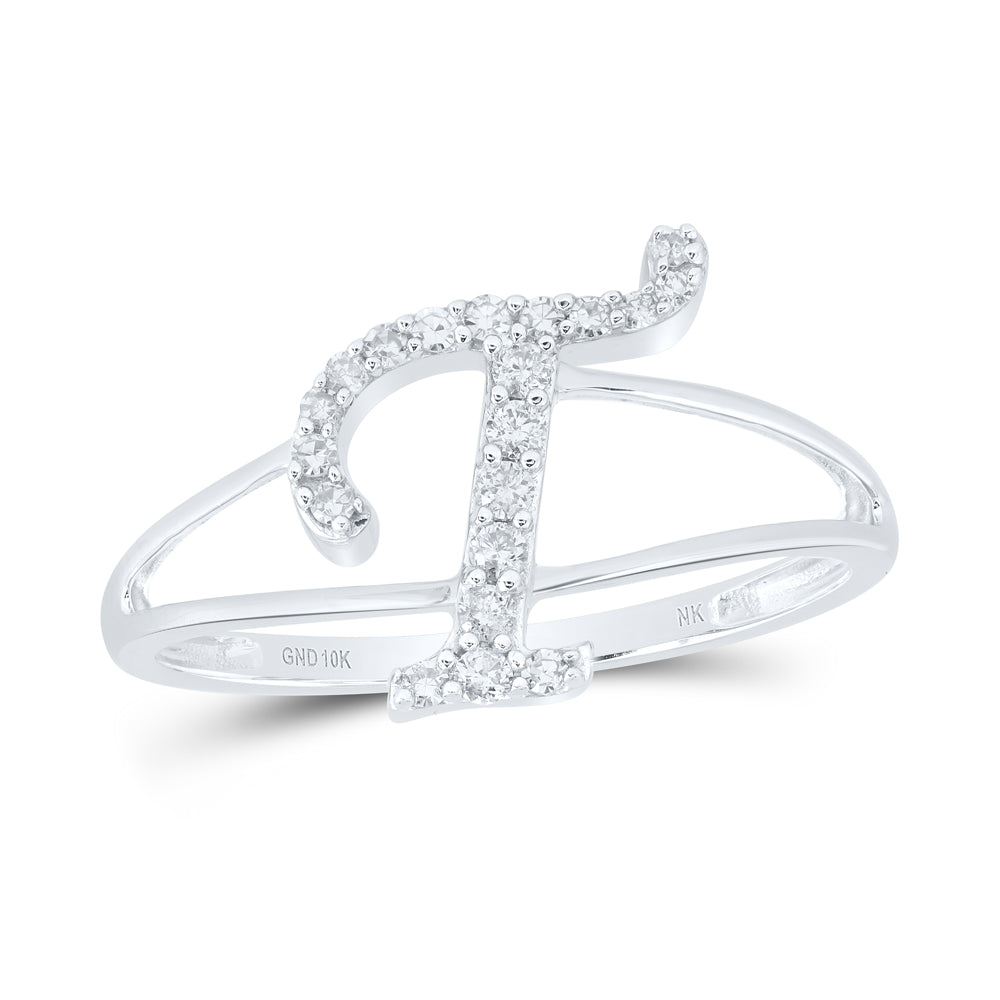 1/6CTW-NAT DIA NK GIFT INITIAL "T" LADIES RING