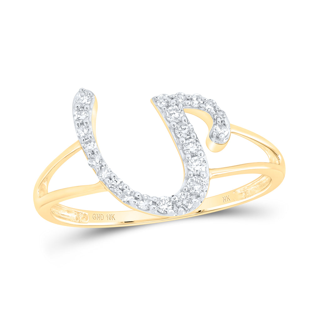 1/6CTW-NAT DIA NK GIFT INITIAL "U" LADIES RING