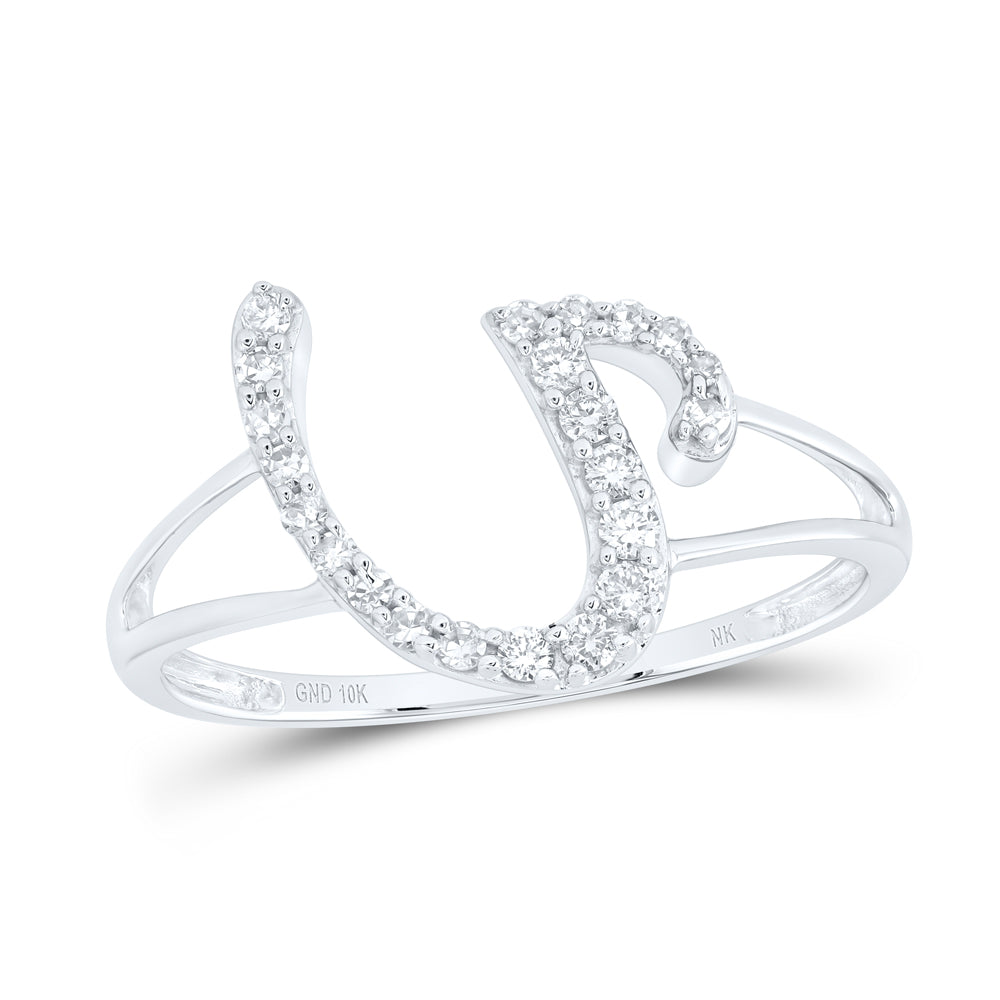 1/6CTW-NAT DIA NK GIFT INITIAL "U" LADIES RING