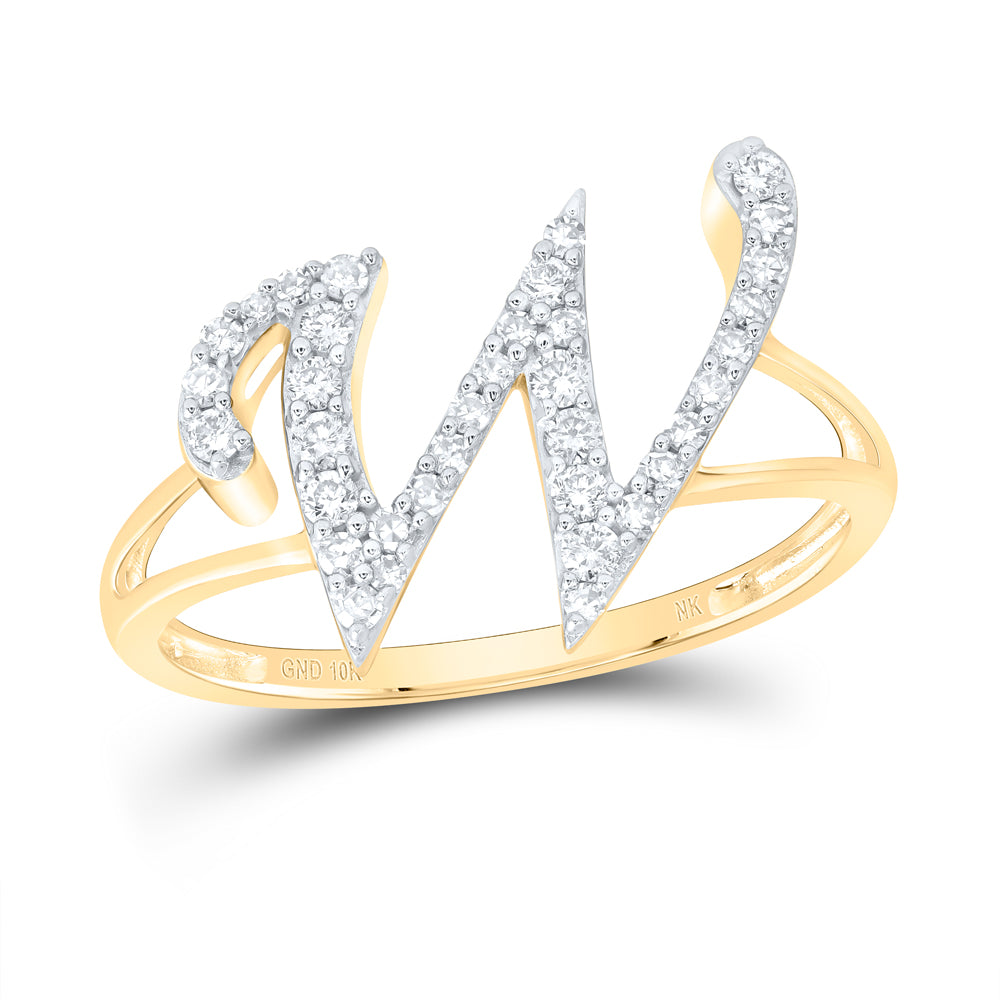 1/4CTW-NAT DIA NK GIFT INITIAL "W" LADIES RING