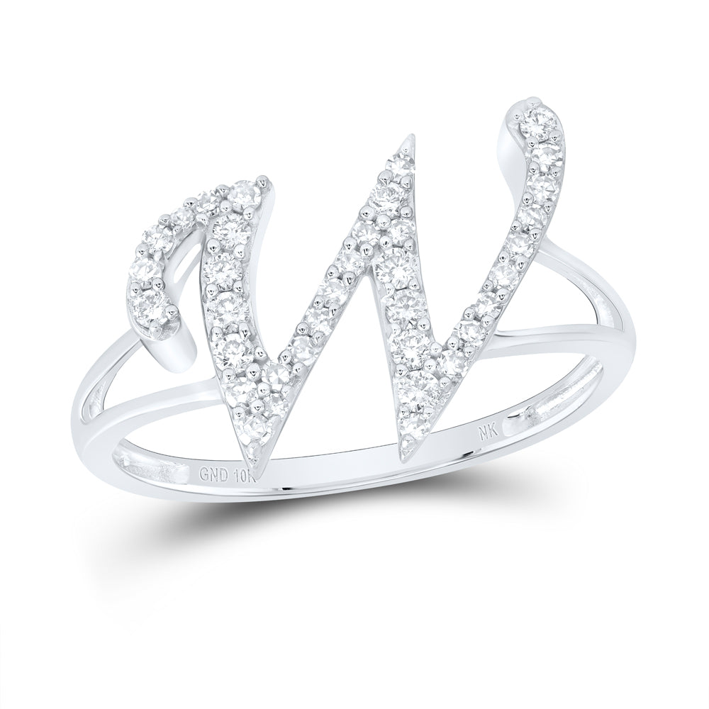1/4CTW-NAT DIA NK GIFT INITIAL "W" LADIES RING