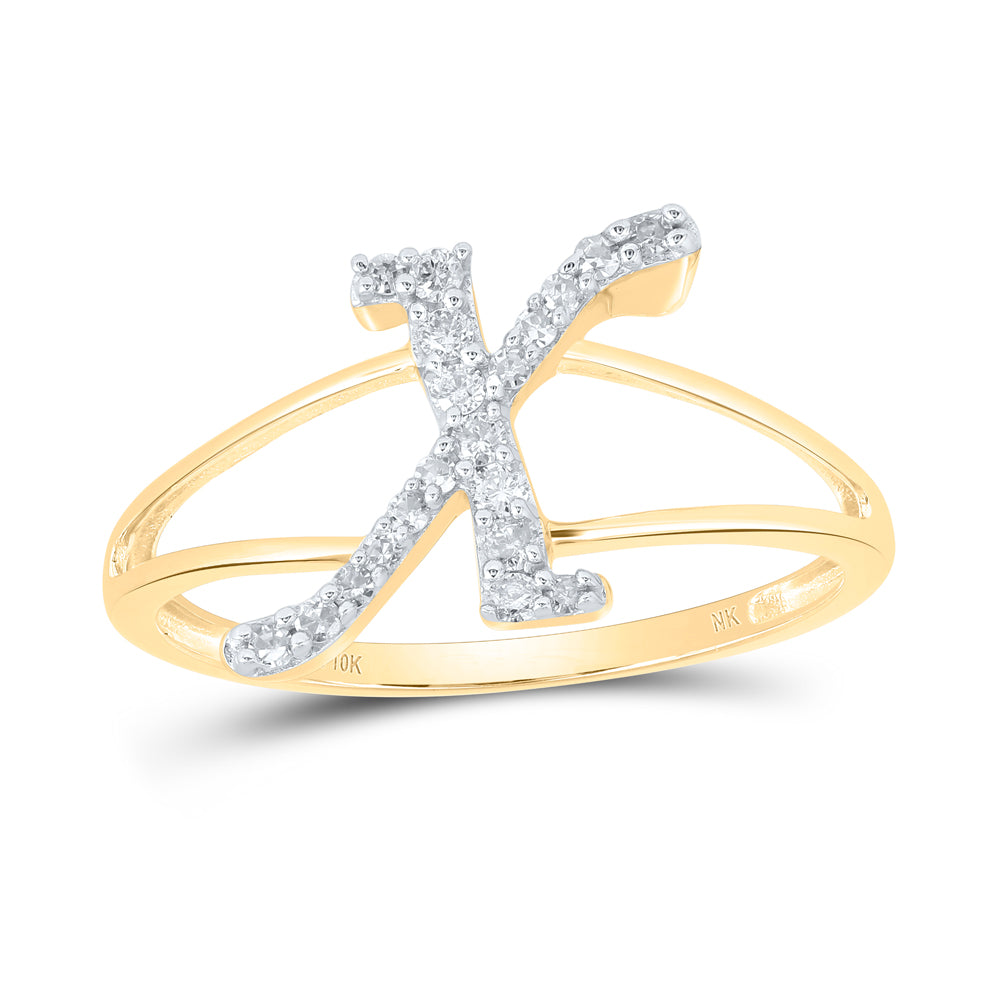 1/6CTW-NAT DIA NK GIFT INITIAL "X" LADIES RING