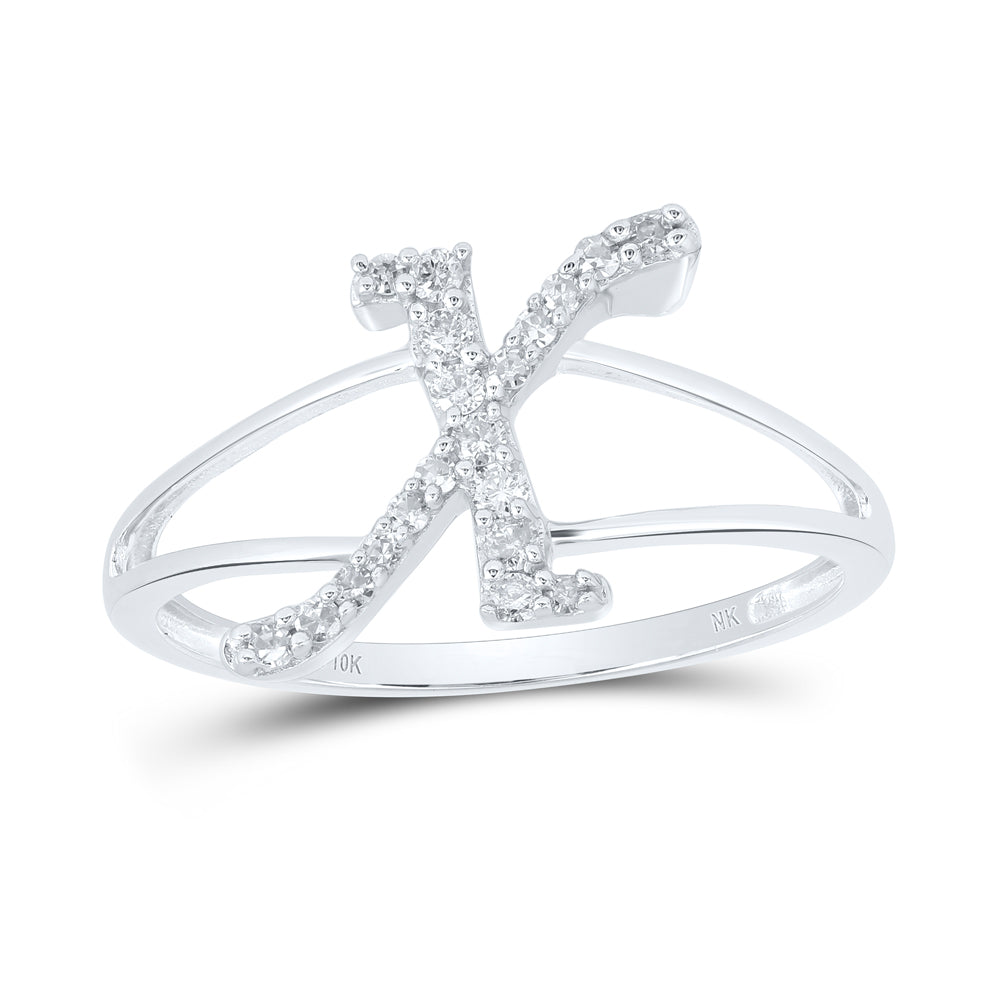 1/6CTW-NAT DIA NK GIFT INITIAL "X" LADIES RING