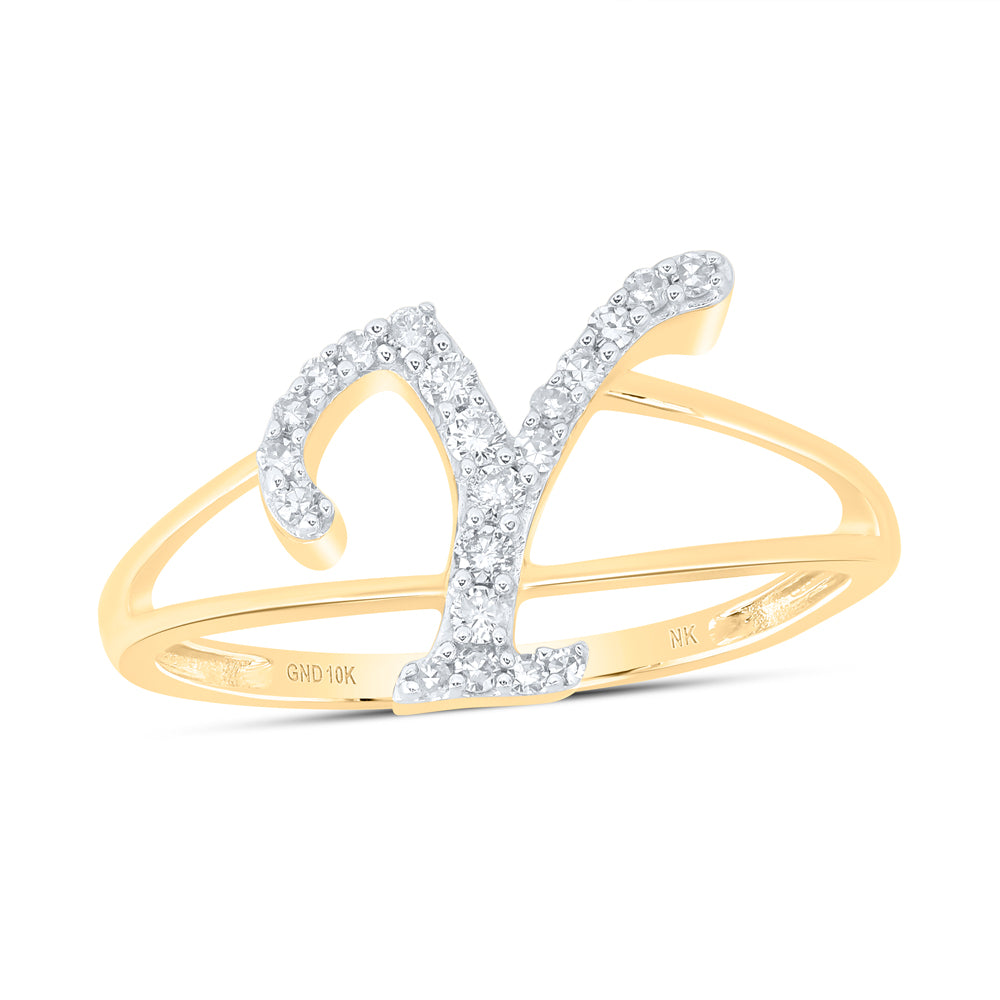 1/6CTW-NAT DIA NK GIFT INITIAL "Y" LADIES RING