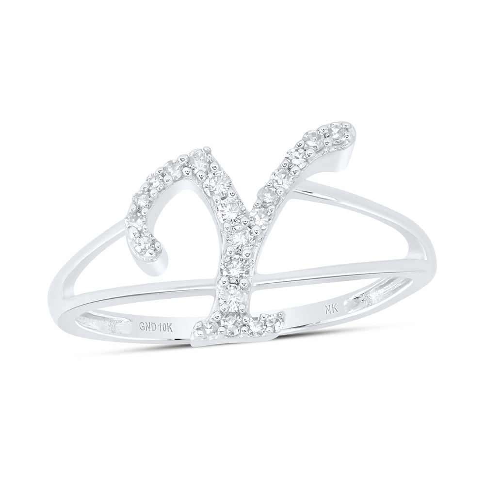 1/6CTW-NAT DIA NK GIFT INITIAL "Y" LADIES RING