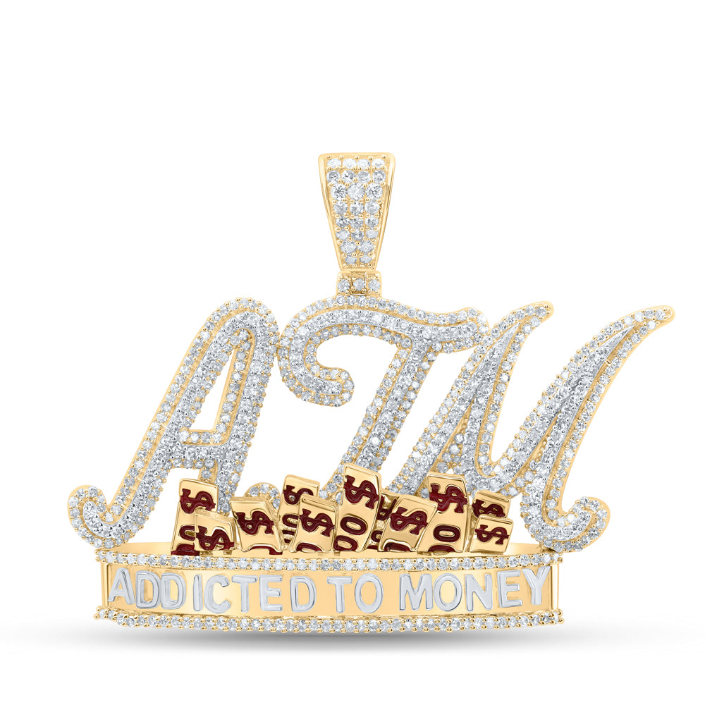 2 3/8CTW-DIA NK ATM-ADDICTED TO MONEY MENS CHARM