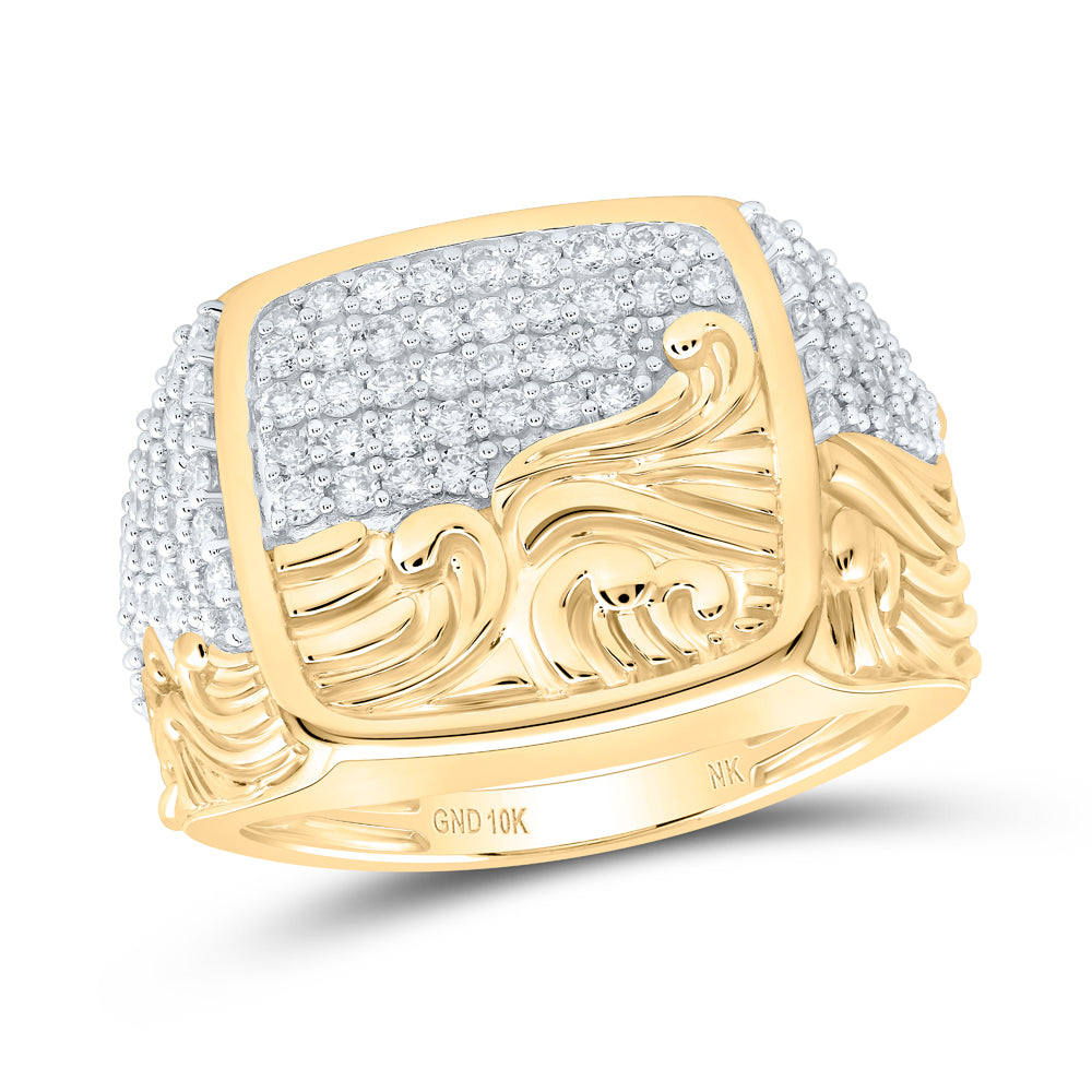 1 CTW-DIA NK OCEAN WAVES MENS RING