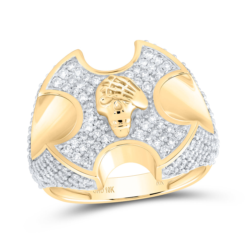 1 3/4CTW-DIA NK SKULL MENS RING