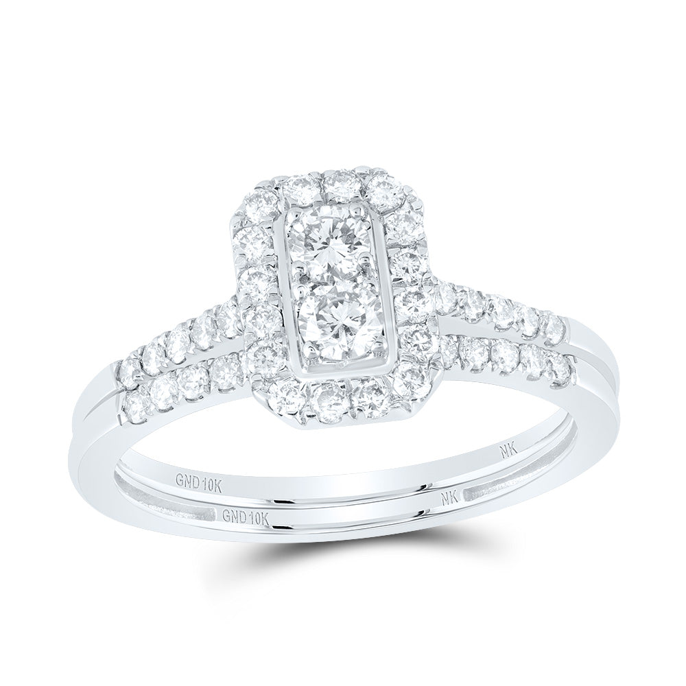 5/8CTW-DIA NK EMERALD SINGLE HALO BRIDAL SET