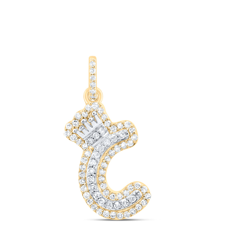 1/4CTW-DIA P1 GIFT INITIAL "C" CROWN PENDANT