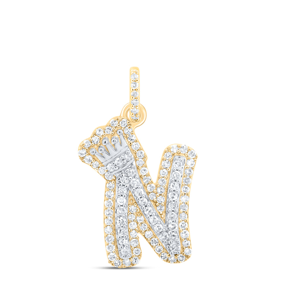 1/3CTW-DIA P1 GIFT INITIAL "N" CROWN PENDANT