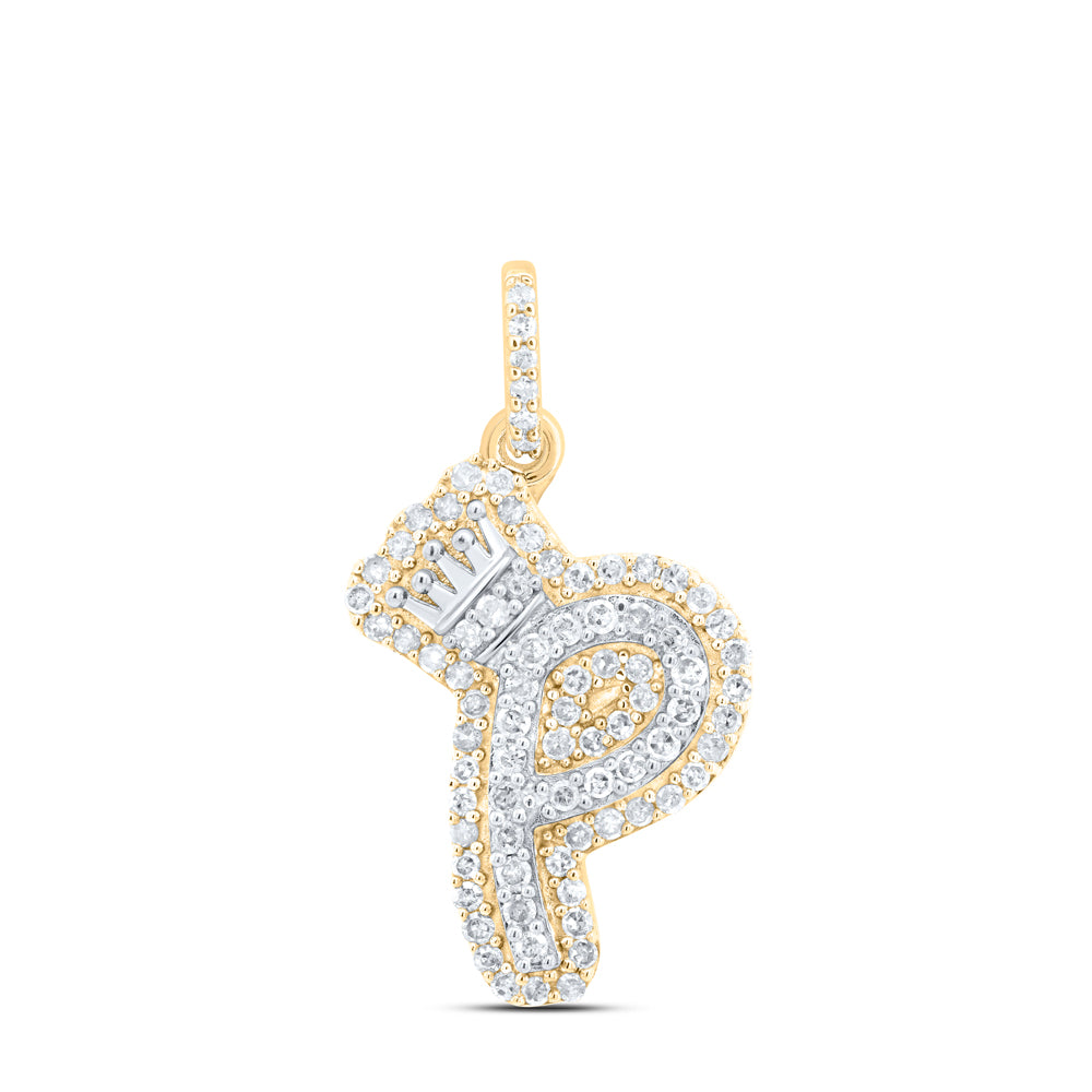 1/4CTW-DIA P1 GIFT INITIAL "P" CROWN PENDANT