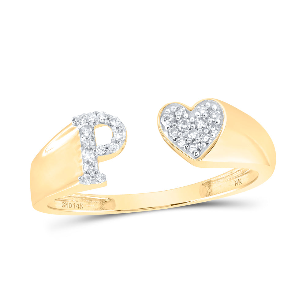 1/10CTW-DIA NK GIFT INITIAL "P" LADIES HEART RING