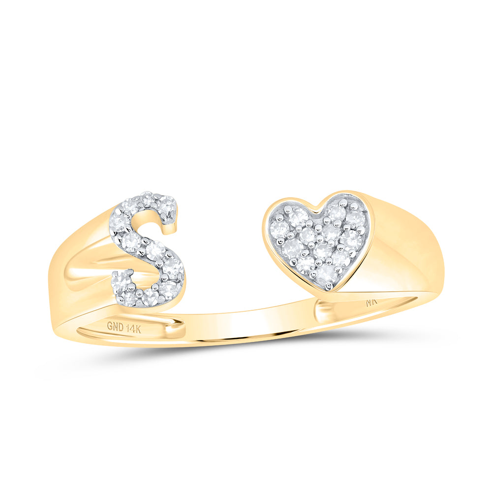 1/10CTW-DIA NK GIFT INITIAL "S" LADIES HEART RING
