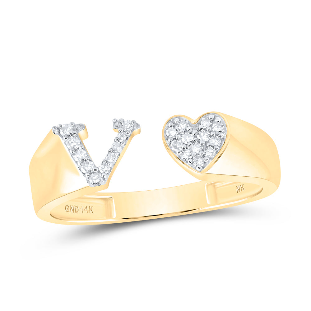 1/10CTW-DIA NK GIFT INITIAL "V" LADIES HEART RING