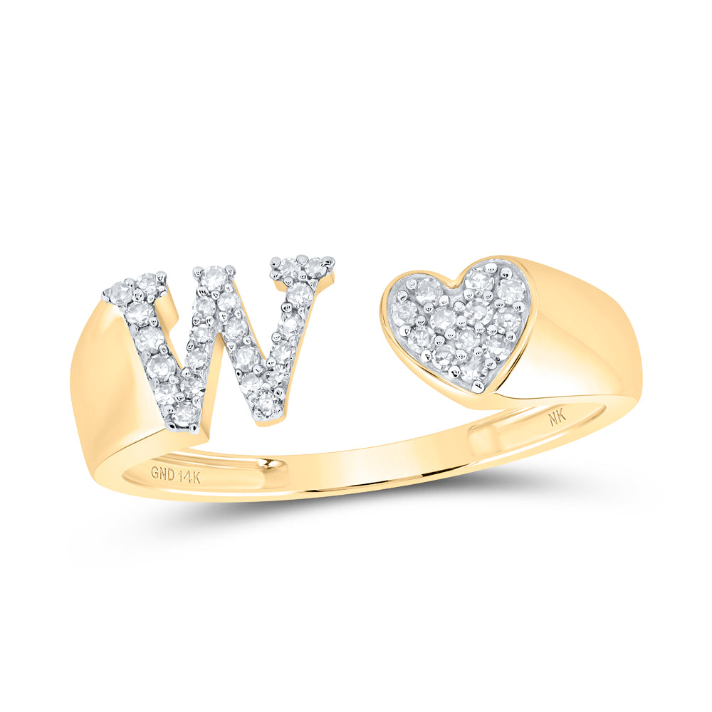 1/6CTW-DIA NK GIFT  INITIAL "W" LADIES HEART RING