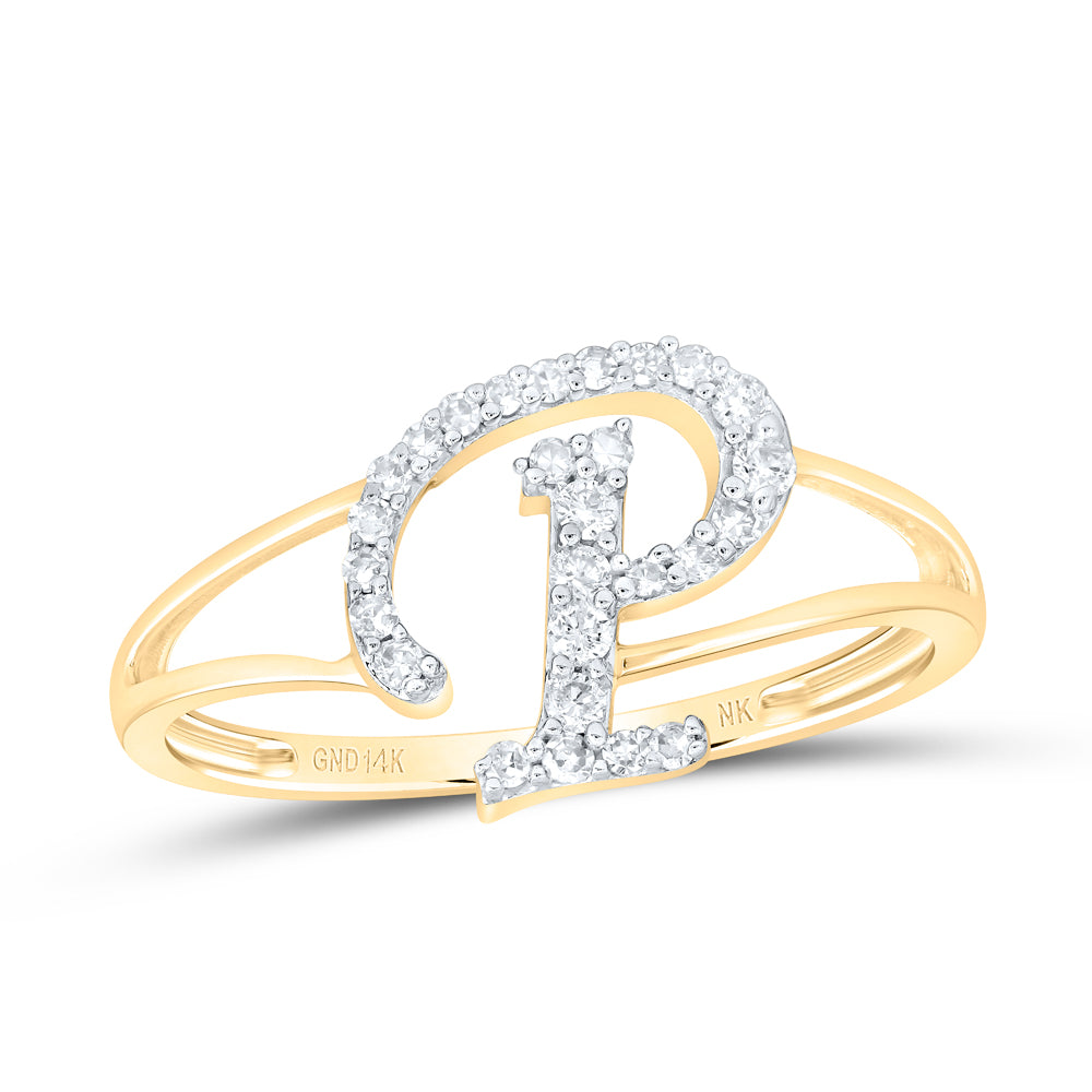 1/5CTW-DIA NK GIFT INITIAL "P" LADIES RING